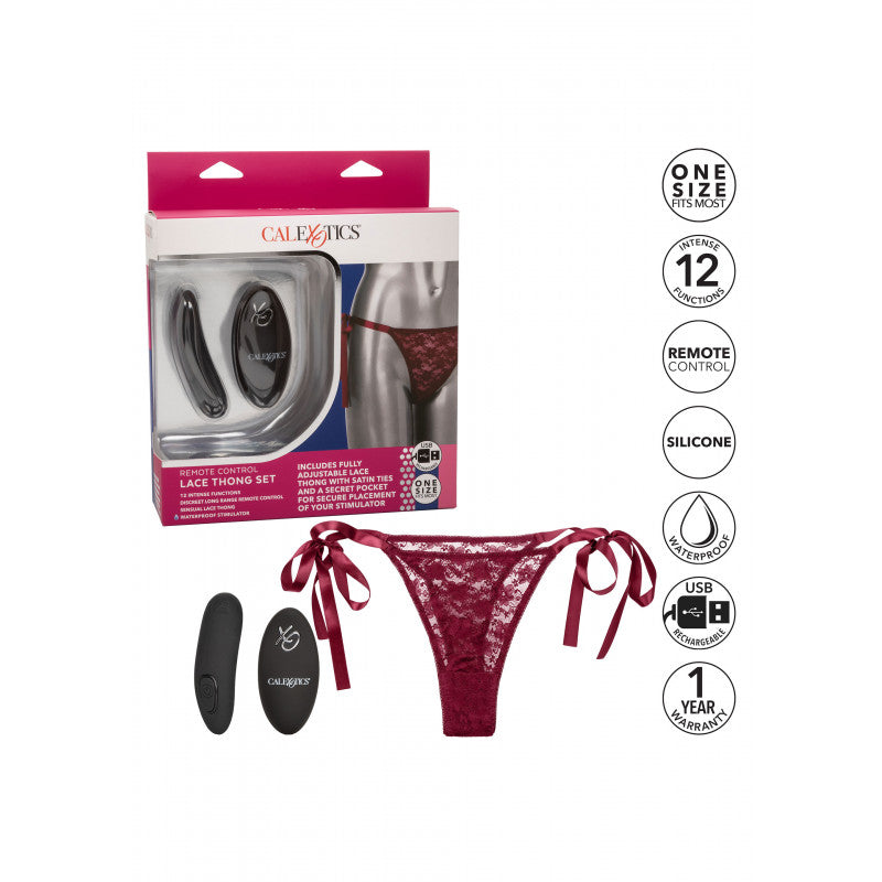 Perizoma in pizzo con vibratore Remote Control Lace Thong Set