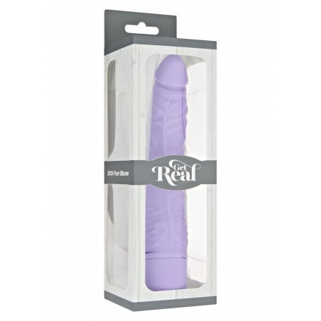 PURPLE GET REAL SLIM DILDO REALISTIC VAGINAL VIBRATOR ANAL VIBRATING