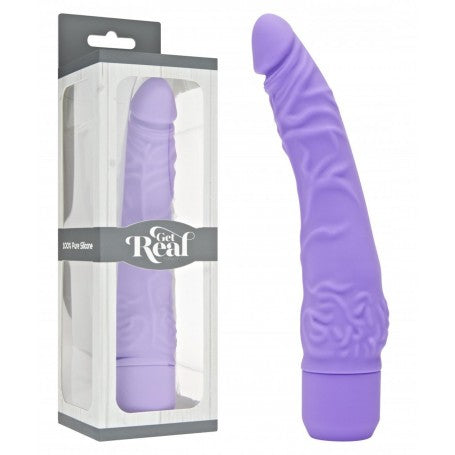 PURPLE GET REAL SLIM DILDO REALISTIC VAGINAL VIBRATOR ANAL VIBRATING